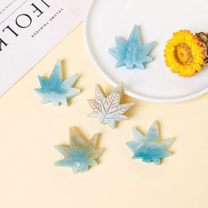 Wholesale Home Decoration Ornaments Natural Crystal Raw <strong>Stones</strong> Polished Maple Leaf Carvings Sky <strong>Blue</strong> Sky <strong>River</strong> <strong>Stones</strong> for Gifts - Product Image 6