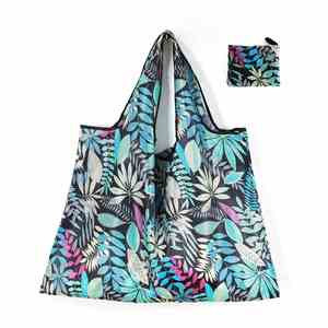 Sac fourre-tout réutilisable et lavable à imprimé floral personnalisé, sac de courses pliable en Oxford portable - Product Image 2