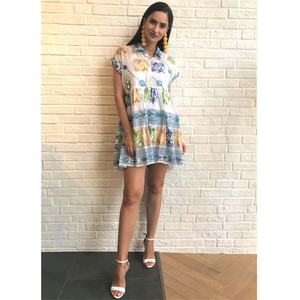 Poncho con estampado de flores de la India tradicional, ropa de estilo camisa con bonito bordado y detalles de espejo - Product Image 1