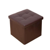Pouf de rangement carré moderne classique foncé, pliable, en similicuir PU PVC, style ferme, 30x30x30cm MUSEN