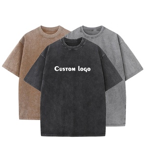 Camisetas Vintage de Alta Calidad, 230 GSM, Camiseta Extra Grande, 100% Algodón, Camiseta con Efecto Envejecido, Logotipo Personalizado, Impresión Serigráfica, Camisetas para Hombre - Product Image 1