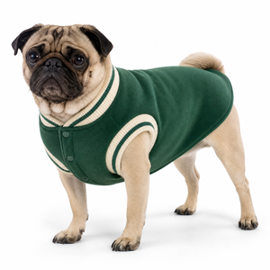 Combinaison de neige élégante pour chien, style baseball, avec bordure côtelée, sans manches, boutons-pression, pour pugs et chiens de petite race - Product Image 1