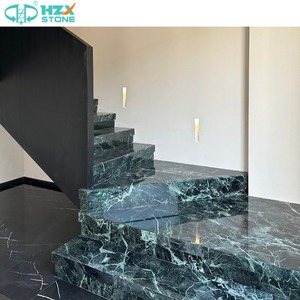 Dalles de marbre naturel des <span class=keywords><strong>Alpes</strong></span> Verde HZX Carreaux de pierre veinée blanche verte <span class=keywords><strong>italienne</strong></span> de qualité supérieure pour le revêtement de sol des escaliers - Product Image 2