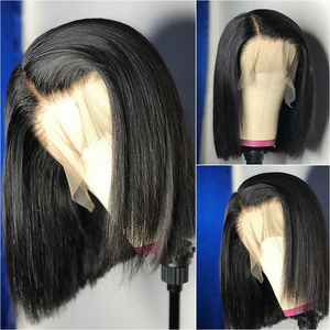 Pelucas de Cabello Humano Brasileño Remy Virgen 100% Sin Procesar Belle, Pelucas Cortas de 12 Pulgadas con Frente Recto Sin Pegamento 13*4, Transparentes - Product Image 6