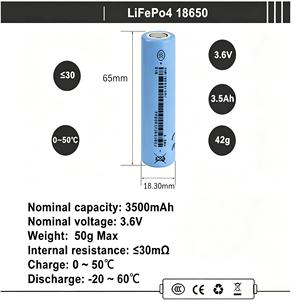 Bateria Recarregável de Íon de Lítio Cilíndrica 18650 3500mAh 3.7V para Aplicações de Armazenamento de Energia em E-bikes na UE - Product Image 3