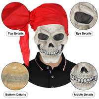 Masque en caoutchouc d'Halloween, cagoule effrayante de roi fantôme avec foulard rouge, accessoire de fête costumée personnalisable