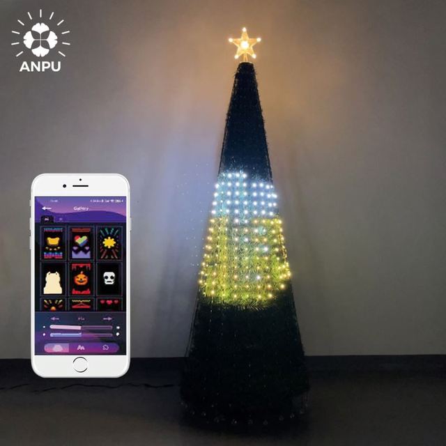 ANPU Pixel Ropshipping Smart Christmas Tree Lights Strings App Control Light Multi-Color RGB LED Fairy Lights