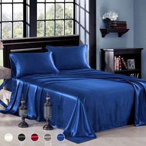 Pengfei Source Factory Smooth 100% Polyester Satin Draps 4 pièces Ensemble <span class=keywords><strong>de</strong></span> draps et taie d'oreiller avec drap en tissu microfibre - Product Image 2
