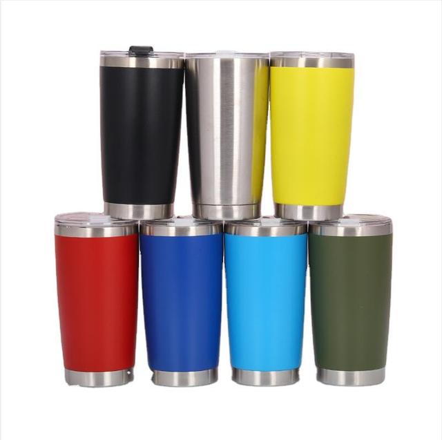 Amzaon Hot Sale Powder Coating 20oz Vacuum Insulated Tumbler With Lids / Stainless Steel Double Wall Travel Car Tumbler Cups