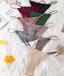 กางเกงในผู้หญิงแบบขายส่ง ผ้าซาติน สายบาง เอวต่ำ ไร้รอยต่อ เซ็กซี่ จีสตริง ระบายอากาศได้ดี ผ้าไหมน้ำแข็ง ชุดชั้นในสำหรับผู้หญิง - Product Image 2