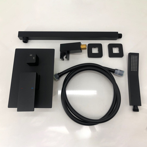 Black Wall Mounted Rainfall Concealed <strong>Shower</strong> <strong>System</strong> 10 Inch Brass Bathroom Rain Mixer Hand <strong>Showers</strong> Combo Set - Product Image 3