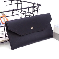 Portefeuille long portable en cuir PU pour femme avec fermeture à bouton, pochette à monnaie élégante pour espèces, cartes de crédit et enveloppes de billets