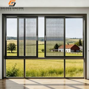 Fenêtre coulissante moderne en aluminium avec moustiquaire et verre trempé, prix usine GS, économie d'énergie pour maison et appartement - Product Image 1