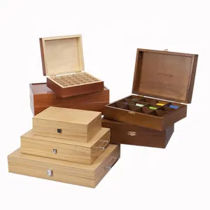 自定义徽标便宜木箱铰接盖实心松木木材纪念品礼品盒