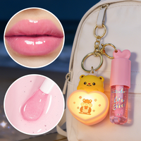 Gloss à lèvres brillant effet miroir, waterproof, à base d'huile, longue tenue, non-collant, hydratant, vente en gros, avec porte-clés mignon