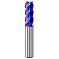 Fraise carrée à 4 dents en carbure de tungstène massif, revêtement Nano Blue TiSiN, pour usinage CNC de l'acier moulé trempé HRC60