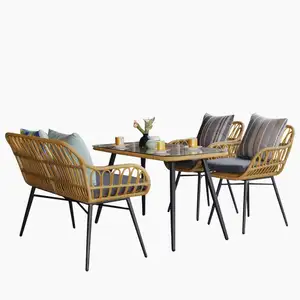 Rattan-Outdoor-Möbel-Hersteller heiß begehrt Terrassen-Sofa-Set, Lieferant Direktverkauf 4-Sitzer Außenbereich Sofa