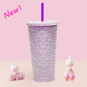 Gobelet Haha, strass, paille et couvercle inclus, acrylique sans BPA, isolé et é<span class=keywords><strong>l</strong></span>égant, 16 onces, vendu individuellement - Product Image 2