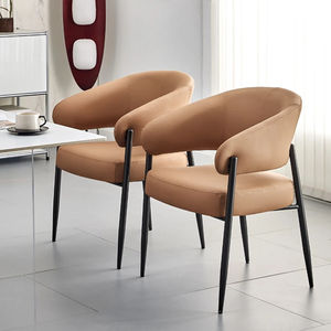 Chaise <span class=keywords><strong>de</strong></span> <span class=keywords><strong>salle</strong></span> <span class=keywords><strong>à</strong></span> manger en cuir <span class=keywords><strong>de</strong></span> luxe <span class=keywords><strong>de</strong></span> style nordique moderne, avec structure métallique, pour une ambiance hôtelière et <span class=keywords><strong>de</strong></span> restaurant, idéale pour les hôtels et les salons. - Product Image 2