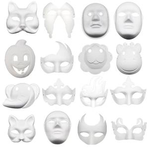 Mascherina personalizzata a tema <span class=keywords><strong>di</strong></span> Halloween mascherabile artigianale a tema Halloween mascherata non dipinta maschere <span class=keywords><strong>di</strong></span> carta bianca non verniciate per bambini - Product Image 6