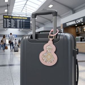 Stylish Gourd Shaped PU Leather Luggage <b>Tag</b> Transparent Window Travel Gift Bag Accessories Suitcase <b>Name</b> <b>Tag</b> Good Luck Gifts - Product Image 1