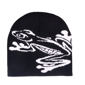 Bonnet en tricot jacquard avec motif grenouille personnalisable en gros Chapeau d'hiver cool avec imprimé animal pour le voyage - Product Image 4