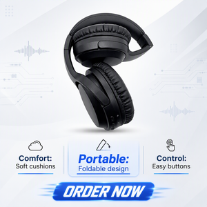 Audífonos Inalámbricos Plegables J&Y Over-Ear 5.4 HiFi con Bajos Profundos y Sonido Envolvente, 30 Horas de Reproducción, Carga Tipo-C para Teléfono, Laptop y Tablet - Product Image 4