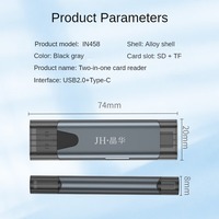 Lector de Tarjetas USB 2.0 de Alta Velocidad con Carcasa de Aleación, Lector de Tarjetas SD+TF 2 en 1, Interfaz Tipo-C, Herramienta de Almacenamiento de Tarjetas de Memoria Móvil