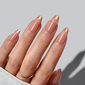 BTArtbox Faux Ongles en Gel Souple Amande Faits Main, Effet Œil de Chat Orange, French Manucure, à Presser, Vente en Gros - Product Image 2