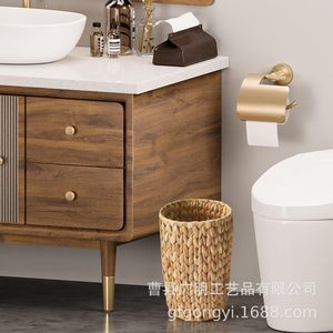 Cesta de Almacenamiento Tejida a Mano, Redonda, Color Caqui, Tipo Vertical, para Uso en Sala de Estar, Dormitorio y Hogar - Product Image 2