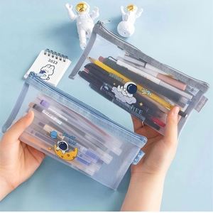 Clear Transparent Large Capacity Kawaii Cute Plastic School Kid Pencil Case & <b>Bags</b> for Zipper Bill Storage <b>Bag</b> - Product Image 4