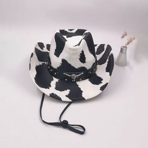 Cow Print Cowboy <b>Hat</b> Western Style Cowgirl <b>Hat</b> <b>for</b> Parties Outdoor - Product Image 3