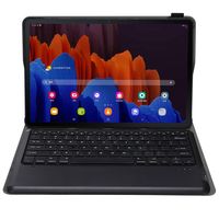Keyboard Nirkabel BT Ultra Tipis dengan Casing Kulit untuk Samsung Tab S8 Plus X800 X805 S7 FE T730 T736 S7 Plus T970 T975
