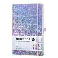 Carnet A5 en cuir pailleté avec logo personnalisé, reliure cousue, sangle élastique, couverture rigide (100 feuilles) pour usage promotionnel au bureau