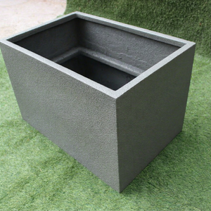 Classic Grey <b>Rectangular</b> Flower <b>Pot</b> Dotted Texture Outdoor Floor Garden Planter Minimalist Style Durable Lightweight Fiberglass - Product Image 1
