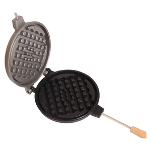 Poêle à gaufres ronde antiadhésive avec poignée en bois à motif nœud chinois, pour cuisinière à gaz, usage domestique, pour petit-déjeuner ethnique et cuisson de crêpes - Product Image 1