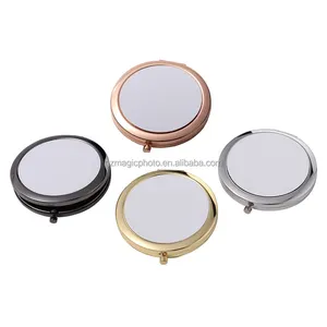 Miroir de maquillage de poche rond en métal à sublimation avec impression personnalisée