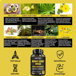 Oem nhãn hiệu riêng tự nhiên Horny Goat Weed viên nang người đàn ông của thảo dược bổ sung nhãn cho sức khỏe sức chịu đựng hỗ trợ - Product Image 3