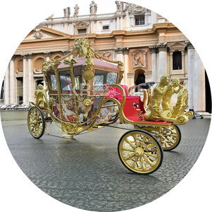 Carruaje de Lujo de 4 Ruedas con Hojas de Oro, Elegante Escultura de Poseidón para Exteriores, Transporte de Lujo Único para Fiestas Navideñas - Product Image 3