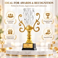 Trophée en cristal cannelé transparent avec logo personnalisé pour événement, anniversaire, souvenir