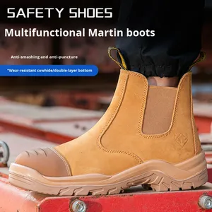 <span class=keywords><strong>Scarpe</strong></span> <span class=keywords><strong>Antinfortunistiche</strong></span> <span class=keywords><strong>Unisex</strong></span> Stivali da Lavoro con Puntale in Acciaio Tomaia in Pelle di Vacchetta Fodera in Rete Suola in Gomma Alta Protezione Slip-On Industriali - Product Image 2