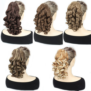 Queue de cheval SARLA en fibre haute température, bouclée à la française, ondulée, avec pinces courtes, pour femme, cheveux doux et volumineux - Product Image 3