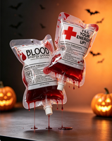 Pochette à boisson pour fête d'Halloween, pochette à bec verseur, emballage plastique pour boissons, sac à sang pour boissons, sac à cocktail, sac à eau avec tube, logo personnalisé