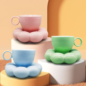 2023 새로운 디자인 INS 그물 빨간 마카롱 시리즈 세라믹 컵 해바라기 커피 세라믹 컵과 접시 - Product Image 4