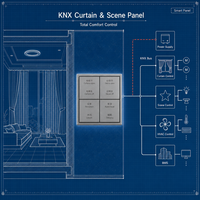 Interrupteur mural intelligent KNX 4 gangs 8 commandes avec matériau métallique, 30V DC, indice de protection IP20, compatibilité avec l'application KNX pour usage hôtelier