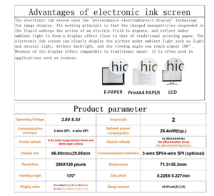 Módulo de Pantalla E-Paper de 2.9 Pulgadas, Pantalla de Tinta Electrónica, Compatible con SPI para Arduino, STM32, Raspberry <span class=keywords><strong>PI</strong></span>, ESP32 - Product Image 3