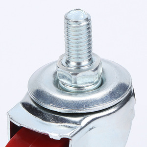Polyurethane Caster Wheels 1.5 Inch Swivel With Brake Red Wheel Ball Bearing For Furniture Industrial Use - Product Image 1