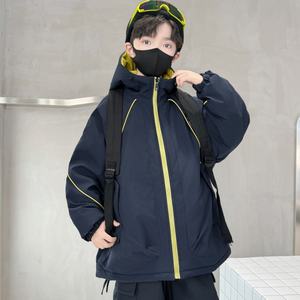 Manteau d'automne-hiver pour garçons, nouvelle collection 2025, veste coupe-vent élégante pour enfants, doublée de polaire, à capuche, veste tendance, 100% polyester - Product Image 6