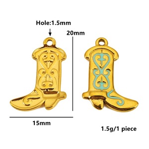 Stainless Steel Enamel Plated <b>Cowboy</b> <b>Boots</b> Pendant 18K <b>Gold</b> Plated For Necklace Making DIY Jewelry Accessories Mixed Shapes - Product Image 4