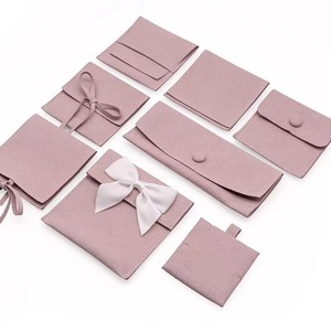 Sợi nhỏ da lộn da đồ trang sức túi đồ trang sức Túi Snap Nút Túi hộp giấy với thẻ chèn - Product Image 1